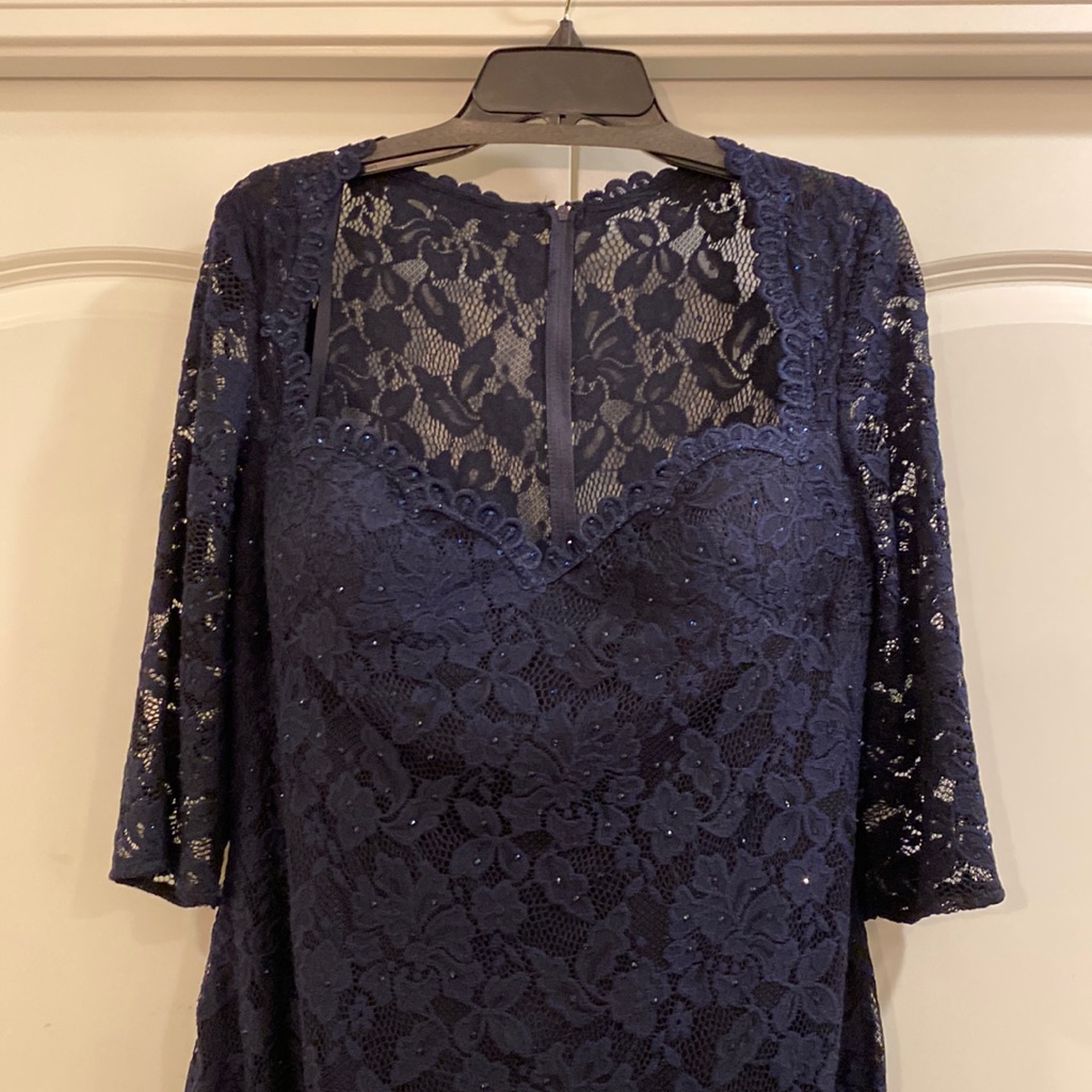La Femme Navy Lace Cocktail Dress Size 16